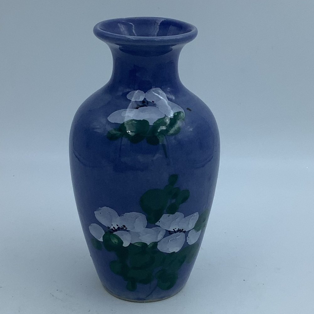 Vintage Brinn’s Pittsburgh Hand-painted Blue Vase